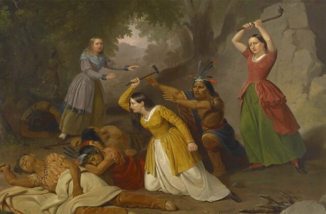 Nineteenth-century painting of Hannah Duston
